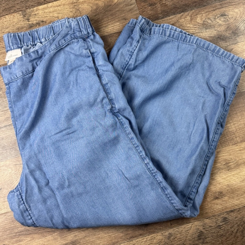 Pure J. Jill Tencel Lyocell Wide Leg Cropped Pants Indigo 8